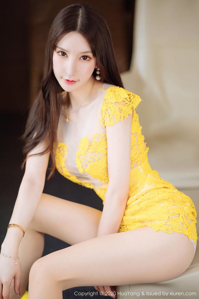 HuaYang花漾 253期 精致的黄色镂空短裙 周于希Sandy